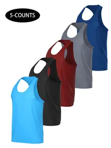 Men's Solid Color Sports Tank Top, Breathable Comfortable Sports Vest, Quick Drying Sports Top for Training, Running Basketball, Men's Sportswear for Summer, Gym Clothes