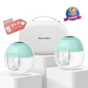 MomMed S33 Luma Built-In Night Light Hands-Free Breast Pump For Night Pumping,Portable Wearable Cordless Breast Pump,Electirc Breast Pump,Breastfeeding Pump with 4 Modes 9 Levels
