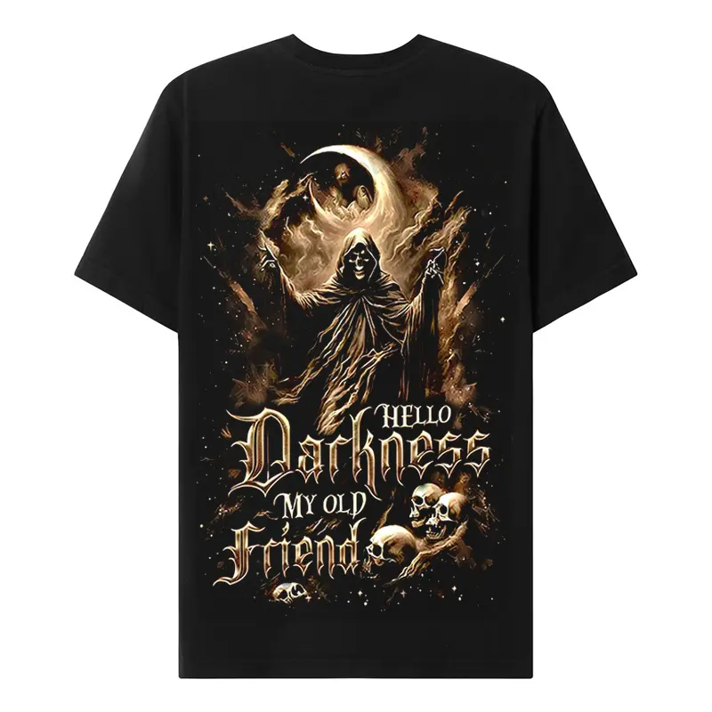 Chaosmoda Generation X Hello Darkness My Old Friend Custom Year Skull T-shirt