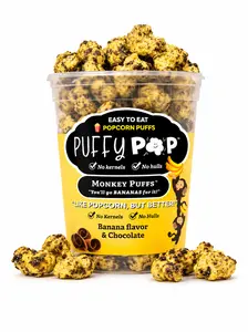 Monkey Puffs (GF) Puffy Pop Popcorn Puffs - No Kernels, No Hulls - Easy to Eat Snack