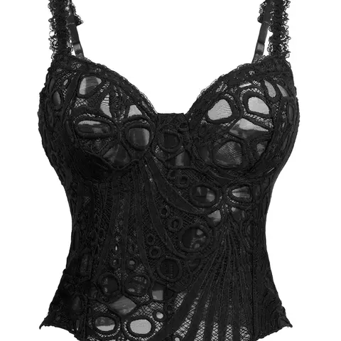 Women's Sexy Chic Sleeveless Strappy Backless Back Tie Corset Top Underwear for All-Season Wear