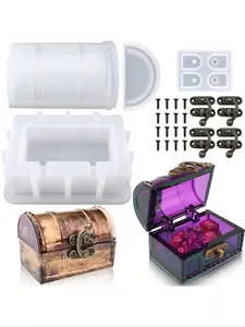 DIY Crystal Resin Epoxy Jewelry Box Set, Cute Storage Organizer, Unique Home Decor Gift, Silicone Mold for Dice & Mirrored Lid, Craft Storage Box