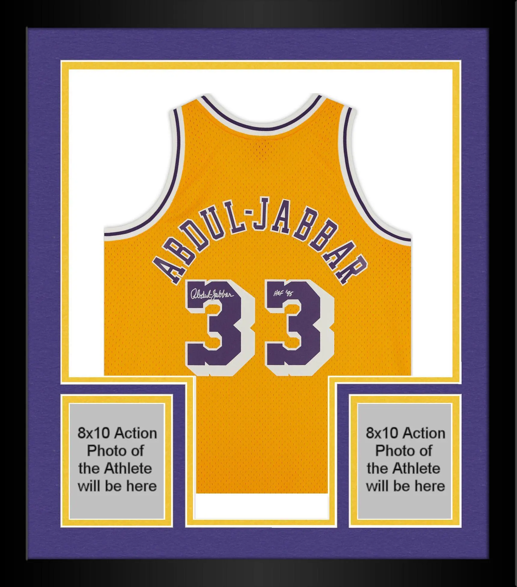 Framed Kareem Abdul-Jabbar Los Angeles Lakers Autographed Mitchell & Ness Gold 1984-85 Swingman Jersey with "HOF 95" Inscription - Fanatics Authentic Certified - NBA Memorabilia
