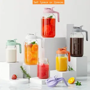 64oz Glass Water Pitcher with Handle & Flip-Top Lid, Leakproof Fridge Jug for Iced Tea, Fruit Infused Water, Cold Brew Coffee, Summer Drinks
