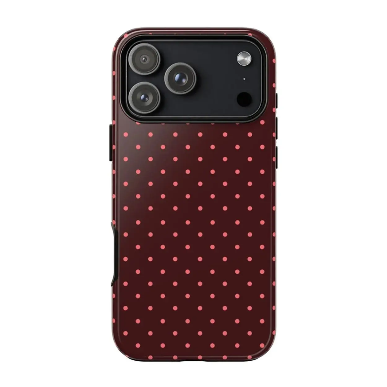 Magsafe Classic Burgundy & Pink Polka Dot Phone Case - Cute Retro Protective Cover