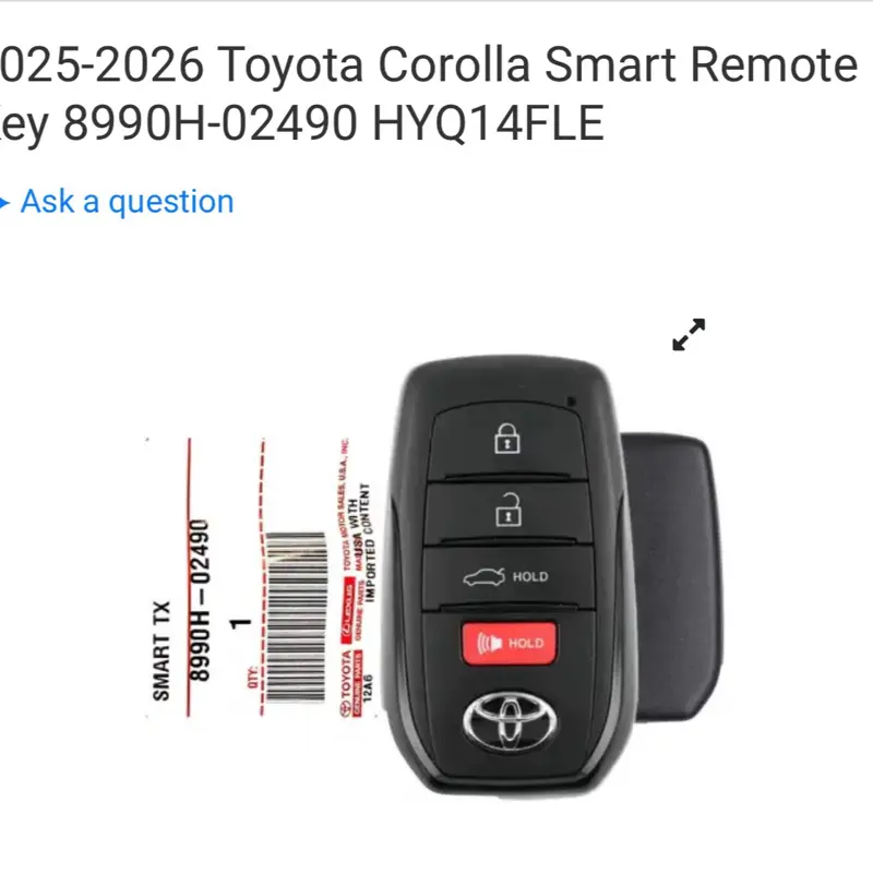 2025-2026 Toyota Corolla Smart Remote Key 8990H-02490 HYQ14FLE