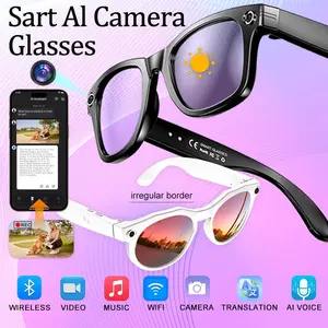 Smart AI Camera Glasses with 8MP Photochromic Lenses ,Button Touch Adjustment for Travel Outdoor Adventures Hands-Free Photography 160+Languages Real-Time Translation Bluetooth Wireless Wearable Video Recording UV Protection ,Valentine's Day gifts