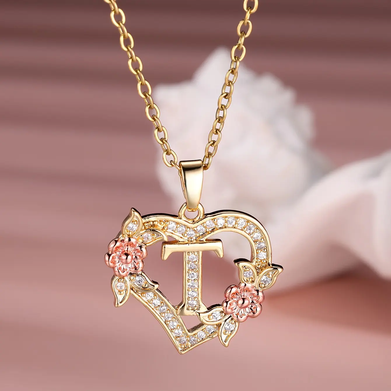 Initial Heart Necklace for Women Heart Gold Letter A-Z Name Alphabet Pendant Necklace for women Gift