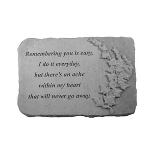212 MAIN Wall Mount Rectangular Cast Stone Outdoor Memorial Stone - 15x10 in Ivory Kay Berry Remembering You Design Weatherproof Outdoor Furniture Accent