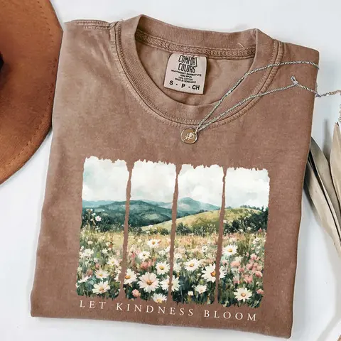 Comfort ColorsLet Kindness Bloom T-Shirt,Be Cool Be Kind Retro Flower T-Shirt,Be Cool Tee Gift, Inspiration Women Shirt,Floral Kindness Tee