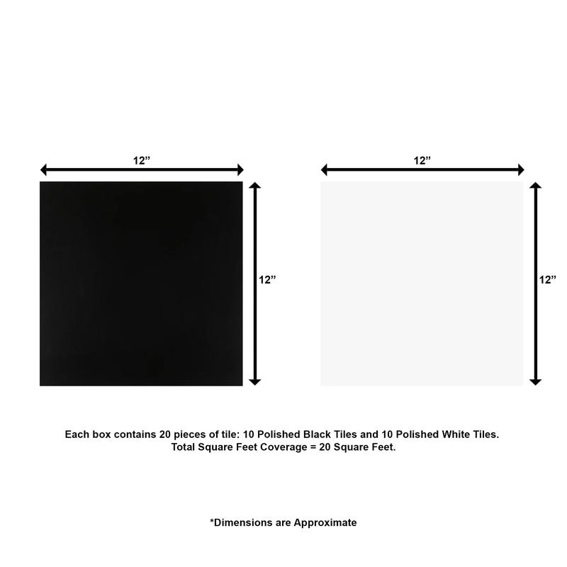 12" x 12" Polished Checkered Pattern Floor and Wall Tiles