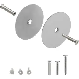 1 Pack 2 5/8" Diameter Round Door Hole Cover Plate, Brushed Satin Nickel Deadbolt Door Knob Hole Filler Plate with 1" and 1.5" Screws, Door Lock Reinforcer for Home Security
