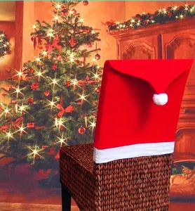 Christmas Chair Covers Santa Claus Hat Slipcover Xmas Chair Back Cover for Festive Home Decor Easy Application and Removal