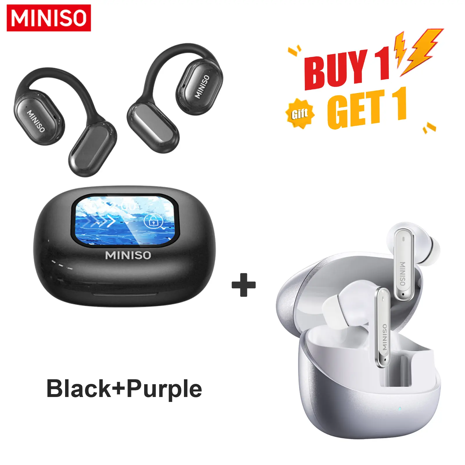 Headphones Black+Earbuds Purple