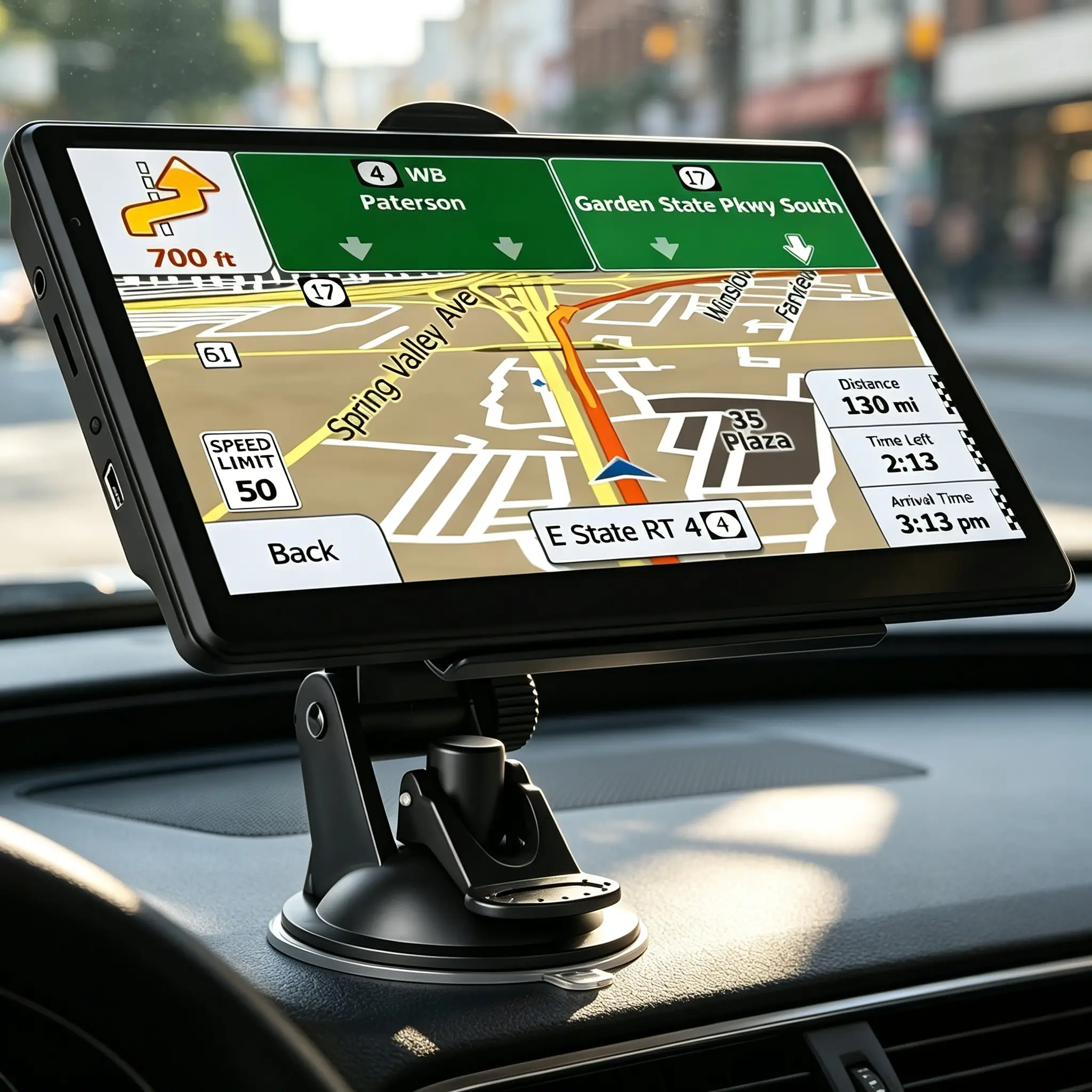 Car and truck satellite GPS navigation, 7-inch touchscreen with built-in HiFi speakers and voice prompts, professional truck GPS mode, 2026 latest free North America map updates. GPS navigation suitable for trucks, RVs, and cars.