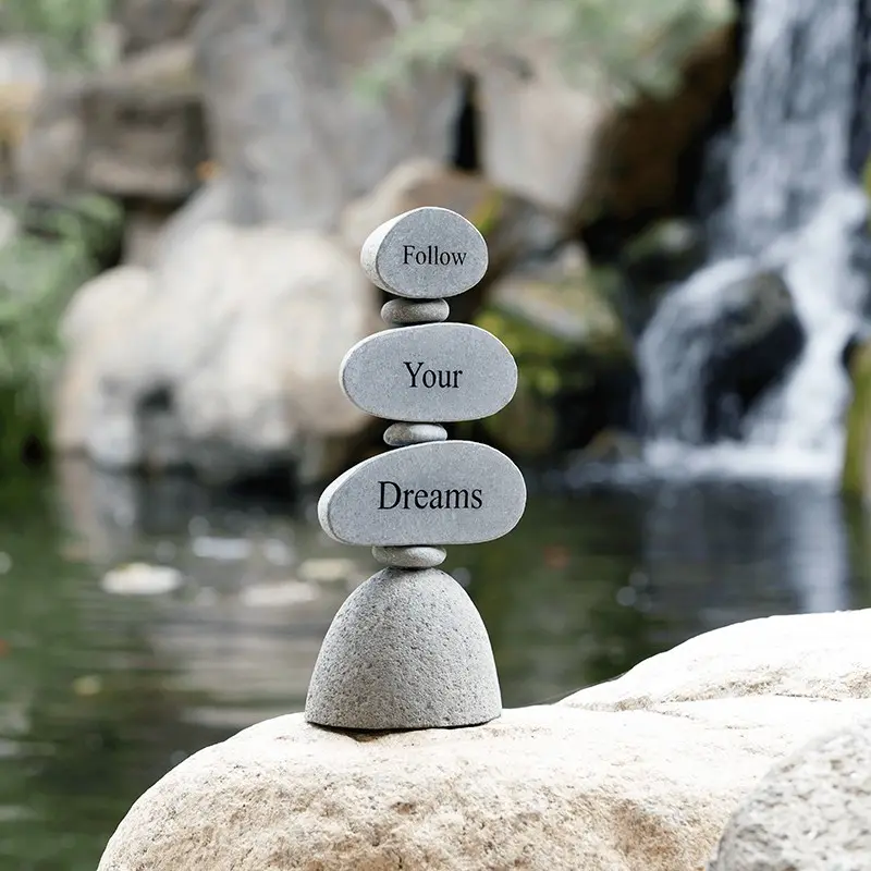 Follow Your Dreams Engraved Rock Cairn Sculpture