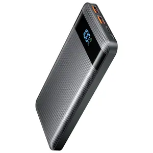 METZO Power Bank Fast Charging USB Type-C 20000mah with digital display for iPhone 15 14 13 Pro Samsung Laptop Carbon Fiber Design Slim