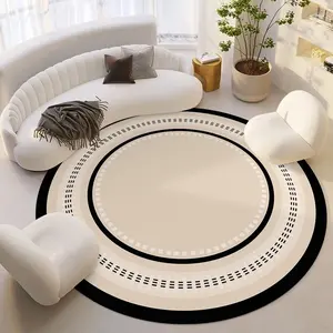 Solid Color Round Area Rug, 1 Count Non-slip Soft Washable Floor Mat, Decorative Carpet for Home Living Room Bedroom Study Room, Home Decorative Rugs