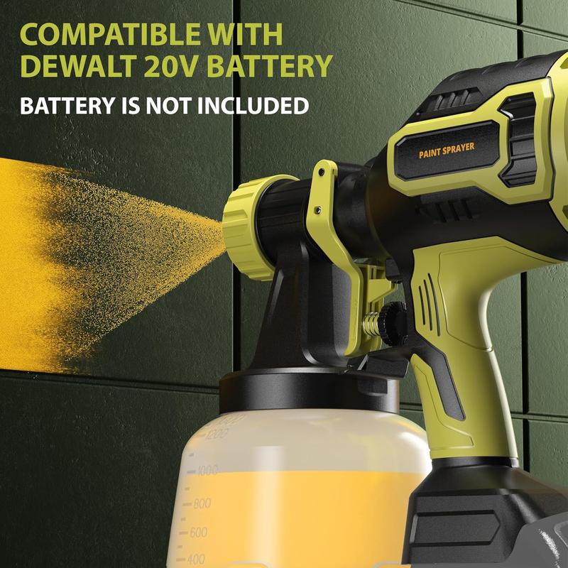 Cordless Paint Sprayer Compatible with Dewalt 20V Battery(Battery Not Included),1000ml/min High Flow,1200ml Container,150 Din/s Max Viscosity,Paint Sprayer for Furniture & Cabinets