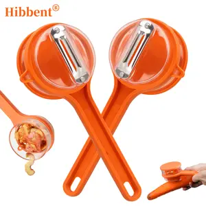 Fruit and Vegetable Peeler with Storage Box,Peeler with Container, Vegetable Peeler with Catcher, Easy to Clean Double-Sided Stainless Steel Multi-Function Peelers for Home Kitchen, Veggie (Orange)