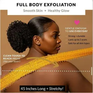 Exfoliating Net Sponge Ethically Sourced from Nigeria 45 Inches Long Stretchy Lightweight Personal ShowerNet for Full Body Exfoliation & Healthy Glow Bath Soap Waterproof Hypoallergenic Durable Material