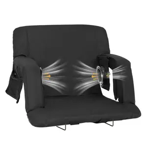 【mothersdaygift】Lilypelle Portable Stadium Seat with Cooling Fans, 5 Reclining Positions Bleacher Chair with 5 Wind Speeds, 600D Oxford Padded Seat Cushion with Back Support for Sports Games Camping