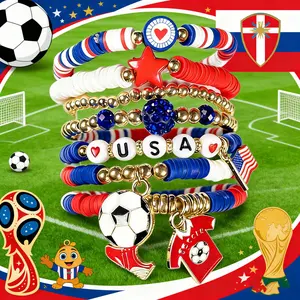 Soccer Fan Bracelet World Cup Style, Argentina Brazil USA Football Bracelet, Stretch Beaded Jewelry, Game Day Outfit, Sports Lover Gift, Trending Fan Accessory