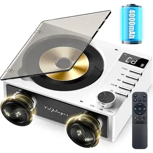 4000mAh Rechargeable CD Player with  CD Player Wtih Dual Big Speakers,Retro CD  Player with Remote Control, LCD Display, Support Opt/USB/TF Card/AUX/3.5mm Headphone Jack for  Or