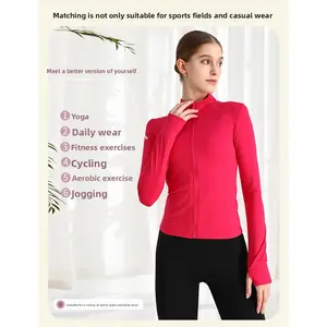 Lulu autumn and winter stand-up collar slim-fit yoga clothes long-sleeved jackets sports quick-drying sweaters fitness tops women