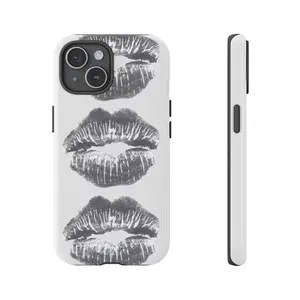 Trendy Y2K Kiss Tough Phone Case For iP 16 15 14 13 12 11 Pro Max 8, Luxury Phone Case, Tough Case Compatible with Samsung Galaxy S25