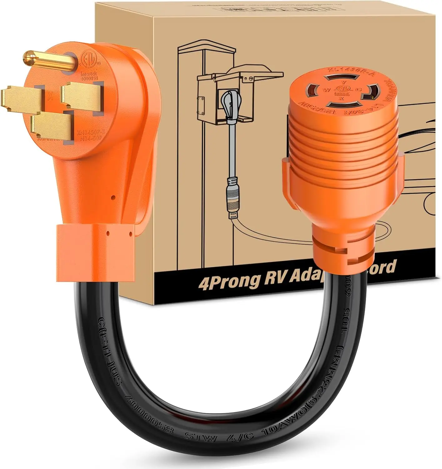 Nilight NEMA 14-50P to L14-30R Generator Transfer Switch Adapter, 50A to 30A 240V/120V Twist Lock, 13.7in 10AWG High Conductivity Pure Copper Heavy-Duty Cord, 3750W Heat Resilient ETL Listed Power Backup Accessory