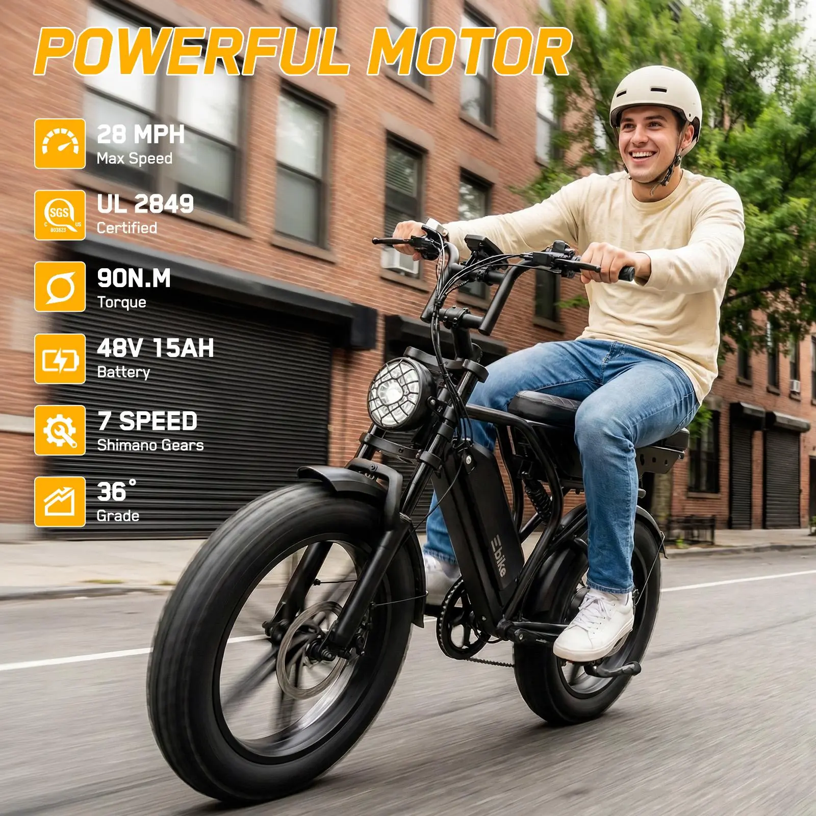 R9 Electric Bike 1500W Dual Battery | Up to 120 Miles Range | 20"x4.0 Fat Tires | 7-Speed, LCD Display, Front Suspension | Adult Ebike