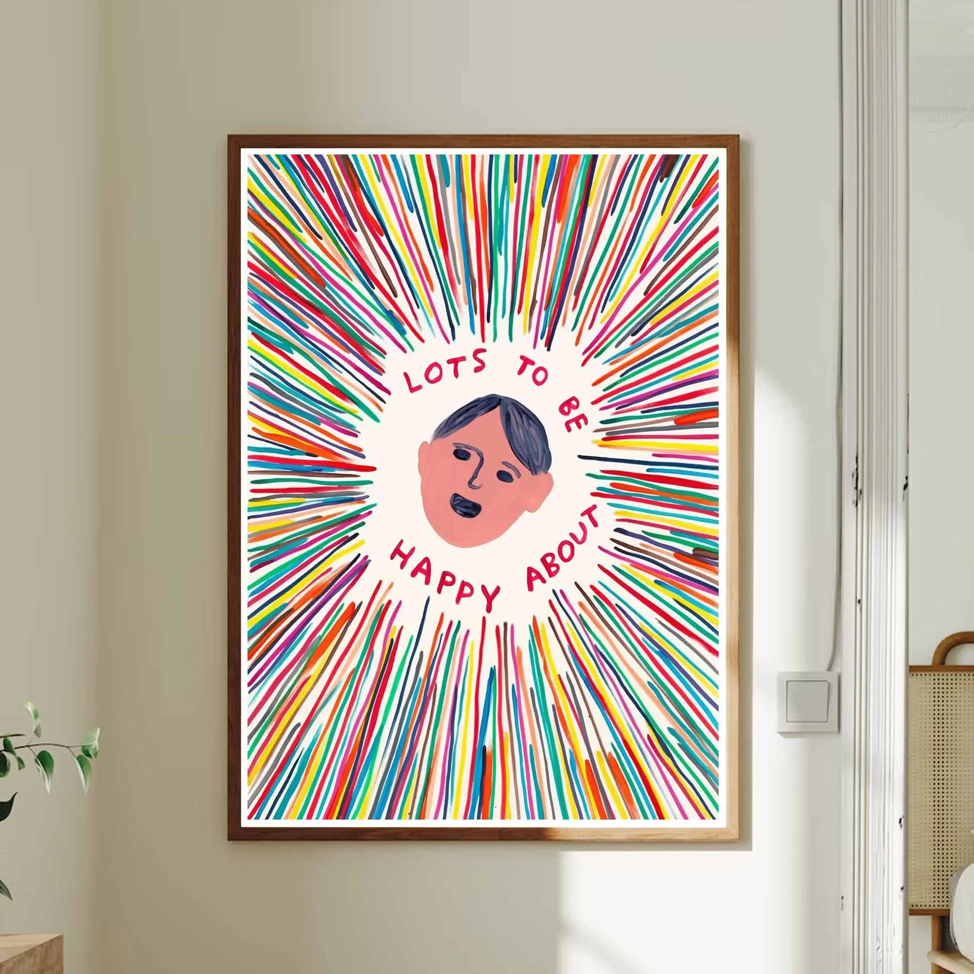 Lots To Be Happy About Poster, David Shrigley Colorful Art, Quotes Funny Print