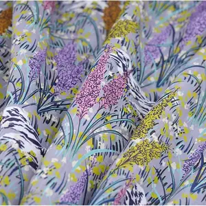 Floral Print Linen Fabric Sold by Meter, Beautiful Floral Pattern for Dresses, Indoor Decoration & Handicrafts, High-Quality Material