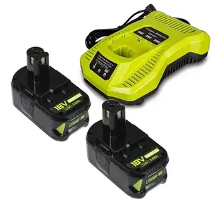 2-Pack P108 5.0Ah Battery + 1-Pack P117 Charger For Ryobi 18V ONE+, High-Capacity Lithium-Ion