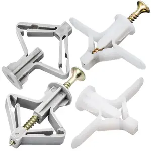 Plastic Flat Expansion Bolt Drywall Anchor Complete Kit (50 Anchors + 50 Screws) with Self-Tapping Screws, Ideal for Empty Walls, Gypsum Board, Wood Panels