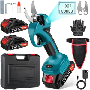 Cordless Electric Pruning Shears,Branch  with LCD Display, Trimming   Power,1.6 Inch  Diameter, SK5  Tree Trimmer, 2 Rechargeable 2000mAh Lithium  set