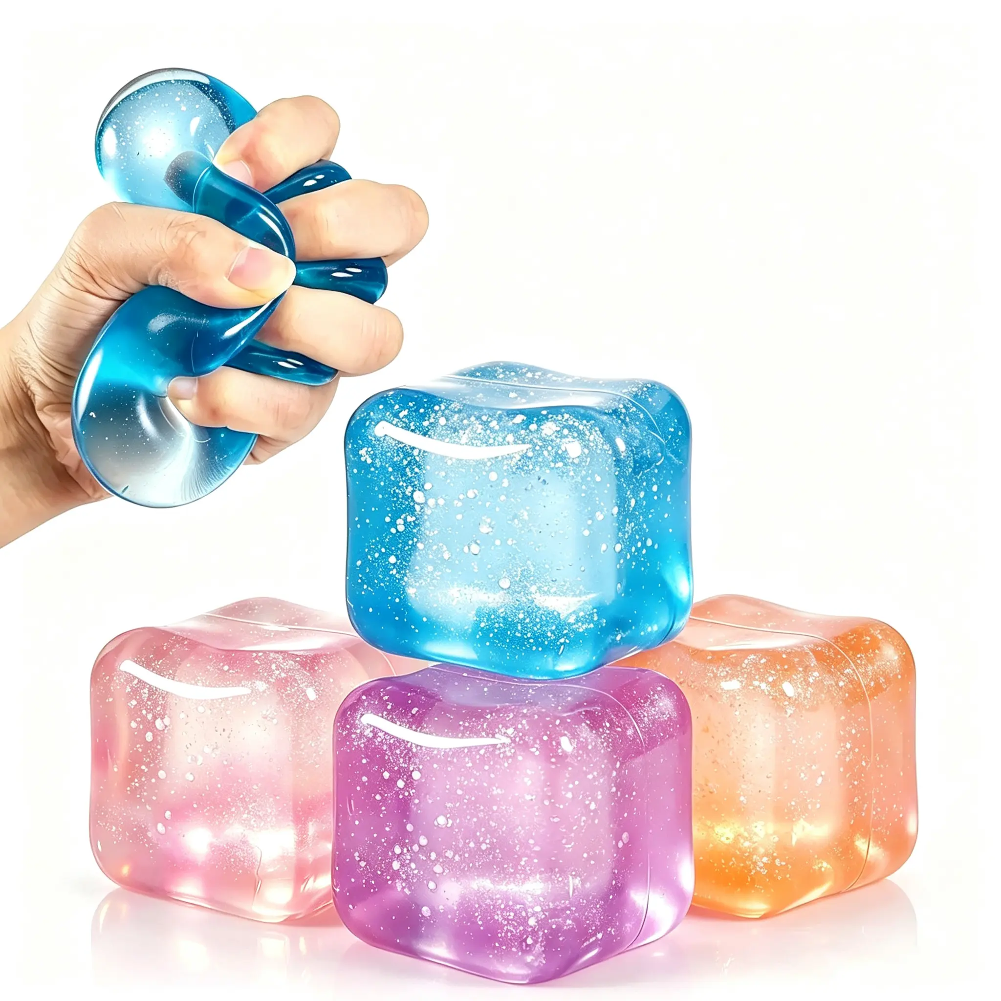 1/4 Pack Random Color Stress Cube, 2'' High Density Cube Fidget Toy, Stress Relief with Slow Rising Sensory Squishy Toys for Kids Adults, Birthday Gifts, Party Favors, Classroom Prizes for Boys Girls, Butter Stick Squishy