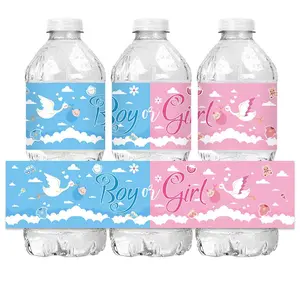 48pcs Baby Shower Stickers  self-adhesive water bottle labels for gender disclosure and baby birthday parties