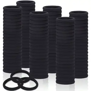 100/300/500 Pcs Elastic Hair Ties, Thick Seamless Hair Bands No Damage Soft Ponytail Holders Hair Accessories for Girls Women, Black