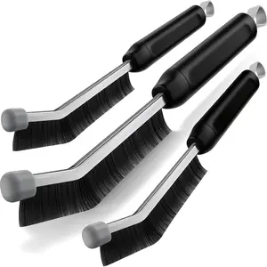 Crevice Cleaning Brush 3 Pack, Stainless Steel Bristle Support Rod, Rust-Resistant & Durable, Rounded Protective Head, Stiff Bristles for Tile Grout, Bathroom Gaps & Window Groove Brushes