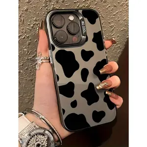 Cow Pattern Cow Print Stylish Shiny Silver Phone Case Compatible With Iphone 15 Pro Max, 16/11/13 Pro/15 Pro/15/13 Pro Max, Shock-Proof Material For IPhone 14/13/12, Full Coverage For IPhone 12 Pro Max