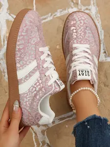 Trendy Leopard Print Sneakers for Women, Vintage Style Versatile Student Casual Shoes, New Spring 2026 Collection