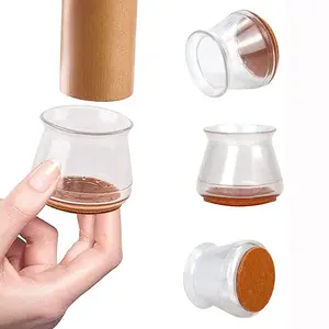 8 Pcs Chair Leg Floor Protectors, Silicone Chair Leg Protectors Caps Covers for Hardwood Floors, Furniture Pads Sliders with Wrapped Felt Bottom Medium