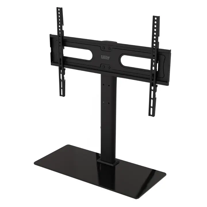 Heavy-Duty Tabletop TV Stand for Living Room, 40-75 Inch TVs Fit, Modern Design with Oversized Glass Base, 9 Adjustable Height Positions, Safety Straps & Included Parts, VESA Support 100x100mm to 600x400mm