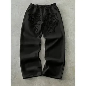 Men's Loose Straight-Leg Outdoor Casual Pants - Polyester Fabric, Comfortable, Fashionable, Towel Embroidery Craft, All-Season, Ideal Boyfriend Gift, Loose Men's Pants