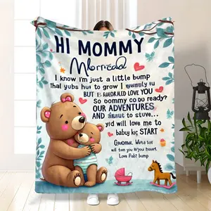 30-Count Cozy Flannel Throw Blanket |     Hi Mommy! Perfect New Mom Gift from Bump, Ideal for Mothers Day, Pregnancy Celebrations & All Seasons, Golden Plain Weave