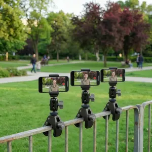 Universal Phone Holder, Video Live Streaming Stand, Tripod Extension Accessory, 360 Degree Rotating Bicycle Mount, Plastic Installation Part