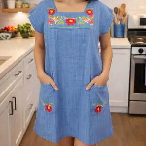 Mexican Apron babero Mexicano with Vibrant Floral Desing medium size