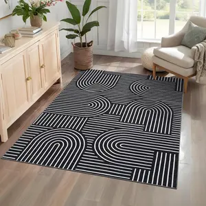 Faux Cashmere Washable Foldable Printed Carpet, Modern Rhythm Style, Versatile for Living Room, Bedroom, Hallway
